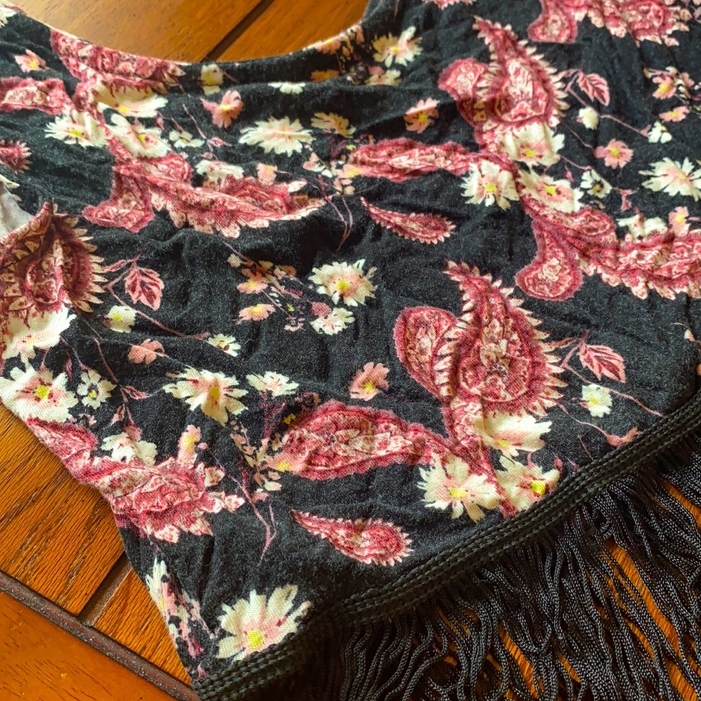 LA Hearts fringe paisley crop tank top Size M